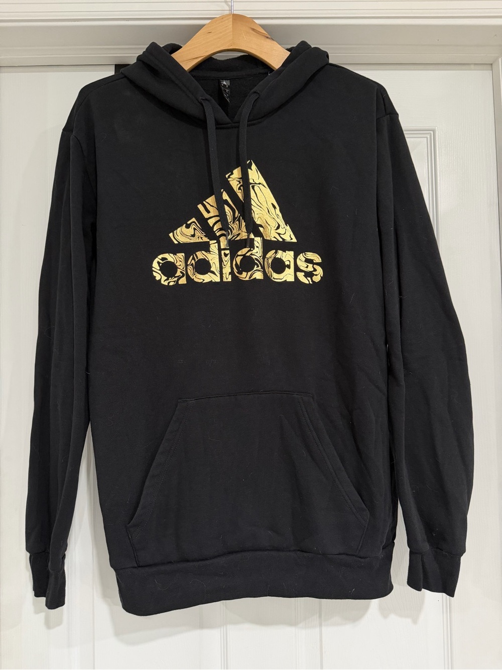 adidas Black Hoodie with gold Graphic Logo